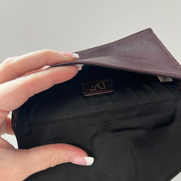 Diane Von Furstenberg Maroon Red Leather Clutch - Picture 4 of 4